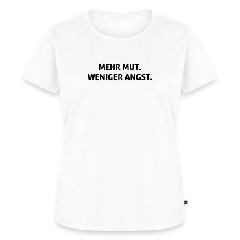 Mehr Mut. Weniger Angst - Frauen Premium Bio T-Shirt - Weiß - Vorne - AI Model Female 172 dark (172cm)