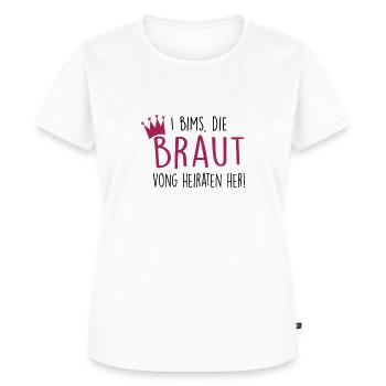 I bims, die Braut (JGA) - Frauen Premium Bio T-Shirt - Weiß - Vorne - AI Model Female 172 dark (172cm)