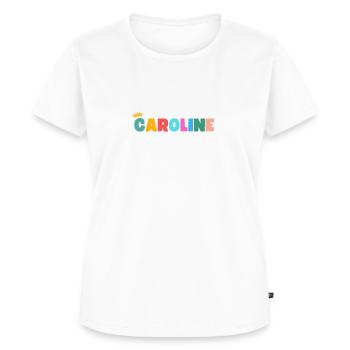 Caroline! Customizable - Women's Premium Organic T-shirt - white - Front - AI Model Female 172 dark (172cm)