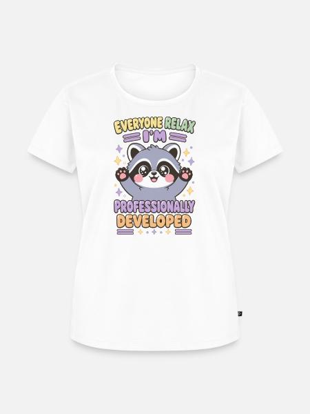 Niedlicher Chibi-Waschbär professionell entwickelt - Frauen Premium Bio T-Shirt - Weiß