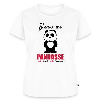 J'suis une pandasse, panda, connasse - T-shirt Premium bio Femme - blanc - Devant - AI Model Female 172 dark (172cm)