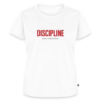 Discipline Over Motivation – Gym Motivation Shirt - Frauen Premium Bio T-Shirt - Weiß - Vorne - AI Model Female 172 dark (172cm)