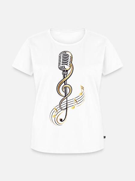 Mikrofon mit Violinschlüssel – Musik Motiv - Frauen Premium Bio T-Shirt - Weiß
