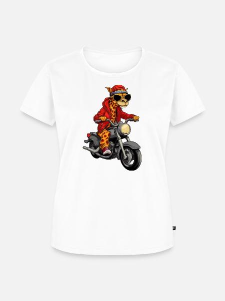 Motorrad Giraffe - Frauen Premium Bio T-Shirt - Weiß