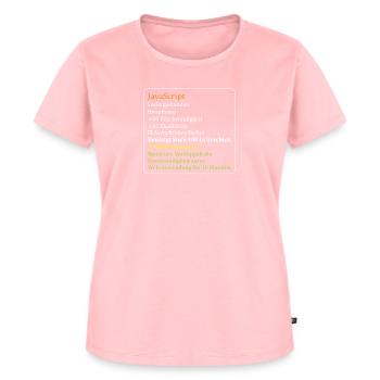 JavaScript Mastery: The Legendary Dev Tool - Frauen Premium Bio T-Shirt - Rosa - Vorne - AI Model Female 172 dark (172cm)