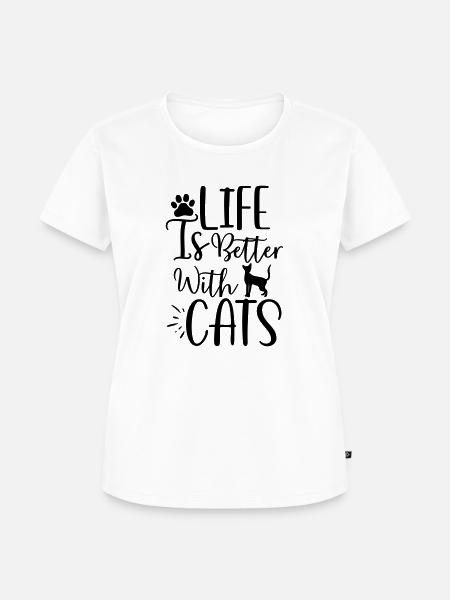 life better with cats - Frauen Premium Bio T-Shirt - Weiß