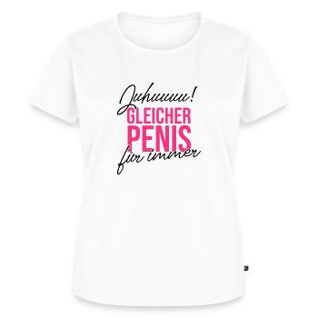 Juhuu! Gleicher Penis für immer. JGA Brautshirt - Frauen Premium Bio T-Shirt - Weiß - Vorne - AI Model Female 172 dark (172cm)
