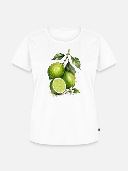 Limette Aquarell  - Frauen Premium Bio T-Shirt - Weiß