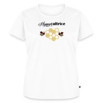 happycultrice - T-shirt Premium bio Femme - blanc - Devant - AI Model Female 172 dark (172cm)