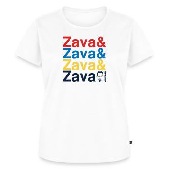 Ted Lasso Zava Schriftzug Bunt - Frauen Premium Bio T-Shirt - Weiß - Vorne - AI Model Female 172 dark (172cm)