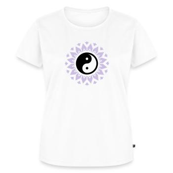 Yin and Yang symbol, Mandala Buddha Buddhism OM - Women's Premium Organic T-shirt - white - Front - AI Model Female 172 dark (172cm)