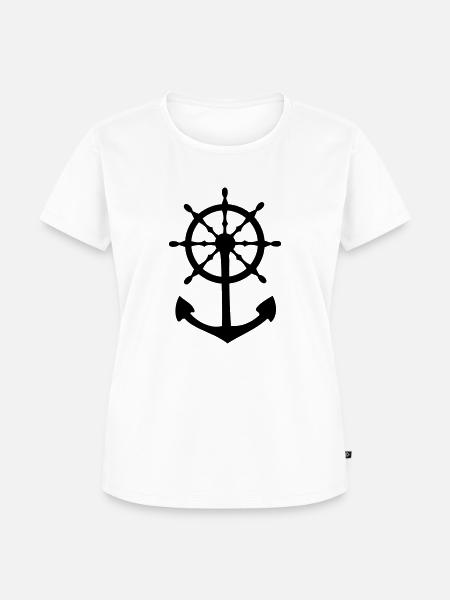 Steuerrad und Anker - Frauen Premium Bio T-Shirt - Weiß