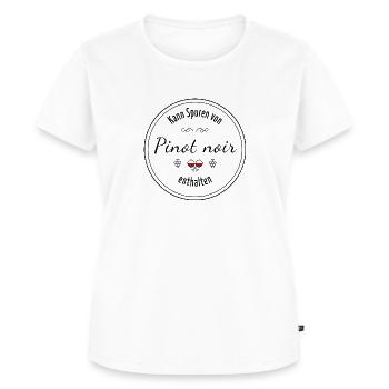 Kann Spuren von Pinot noir enthalten - Frauen Premium Bio T-Shirt - Weiß - Vorne - AI Model Female 172 dark (172cm)