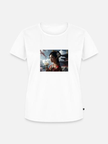 asiatin,geisha,japan,illustration - Frauen Premium Bio T-Shirt - Weiß