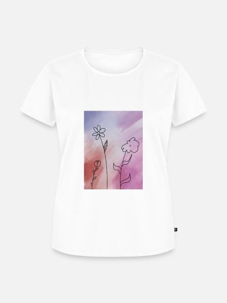 Blumenskizze auf Farbverlauf - Frauen Premium Bio T-Shirt - Weiß