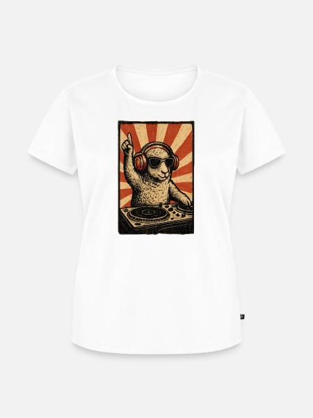 DJ Sheep mit Kopfhörern - Frauen Premium Bio T-Shirt - Weiß