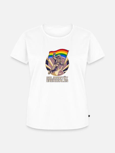 Solidarität Grenzenlos – Pride Kosmonaut - Frauen Premium Bio T-Shirt - Weiß