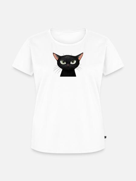 Schwarze Katze - Frauen Premium Bio T-Shirt - Weiß