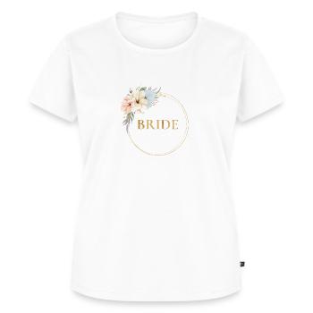 Team Bride ! Frühling Blumen Kreis - Frauen Premium Bio T-Shirt - Weiß - Vorne - AI Model Female 172 dark (172cm)