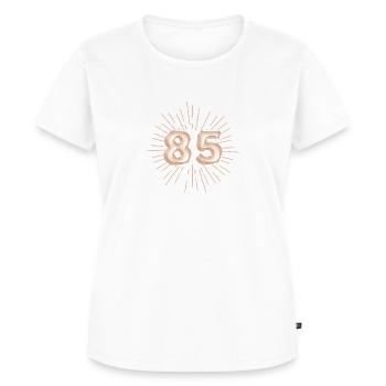 Zahl 85, Gold, personalisierbar - Frauen Premium Bio T-Shirt - Weiß - Vorne - AI Model Female 172 dark (172cm)
