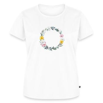 Personalisierbarer Blumenkranz - Frauen Premium Bio T-Shirt - Weiß - Vorne - AI Model Female 172 dark (172cm)