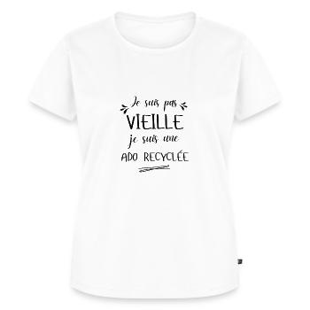 ado recyclée - T-shirt Premium bio Femme - blanc - Devant - AI Model Female 172 dark (172cm)