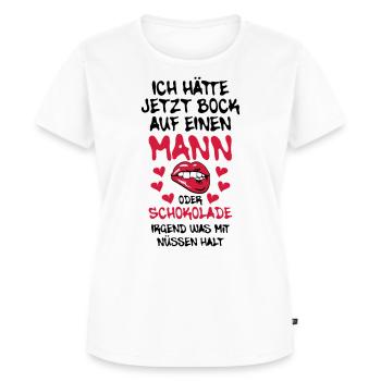 68 Ich hätte jetzt Bock auf Mann oder Schokolade - Frauen Premium Bio T-Shirt - Weiß - Vorne - AI Model Female 172 dark (172cm)