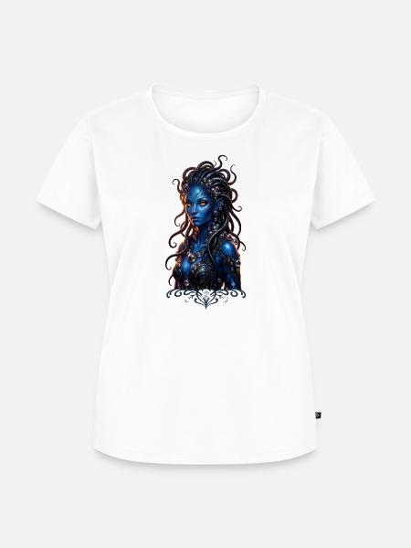 Blaue Göttin der leuchtenden Tentakel - Frauen Premium Bio T-Shirt - Weiß