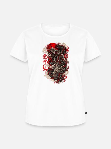 Roter Monddrachen Zenpanorama - Frauen Premium Bio T-Shirt - Weiß