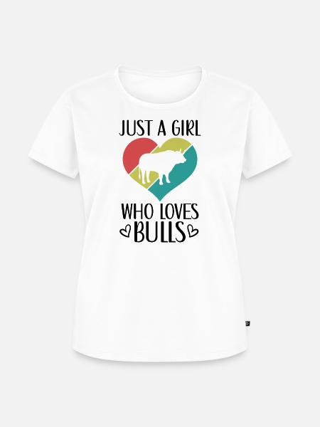 Stier Herz Retro-Look - Frauen Premium Bio T-Shirt - Weiß