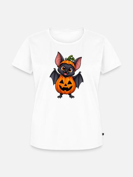 Kürbisbat, Fledermaus im Halloween Kostüm - Frauen Premium Bio T-Shirt - Weiß