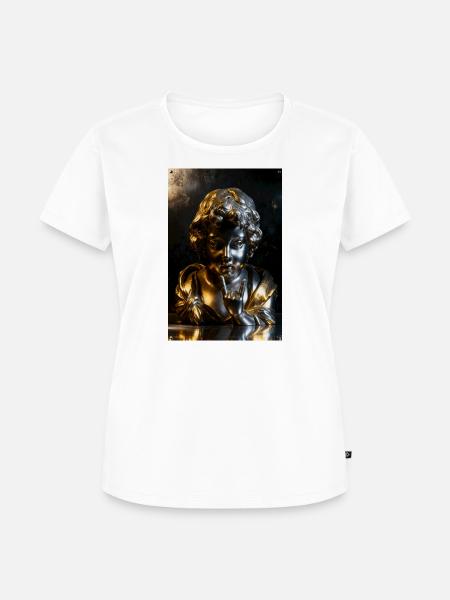 Goldene Cherub-Büste mit Felsgeste - Frauen Premium Bio T-Shirt - Weiß
