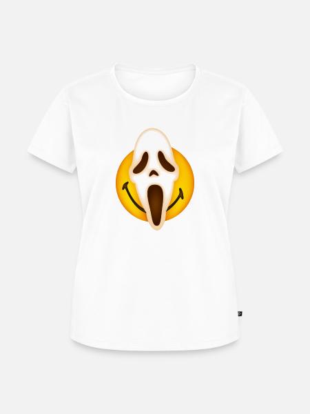 Smiley Scream Mask - Frauen Premium Bio T-Shirt - Weiß