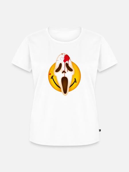Smiley Scream Mask - Frauen Premium Bio T-Shirt - Weiß
