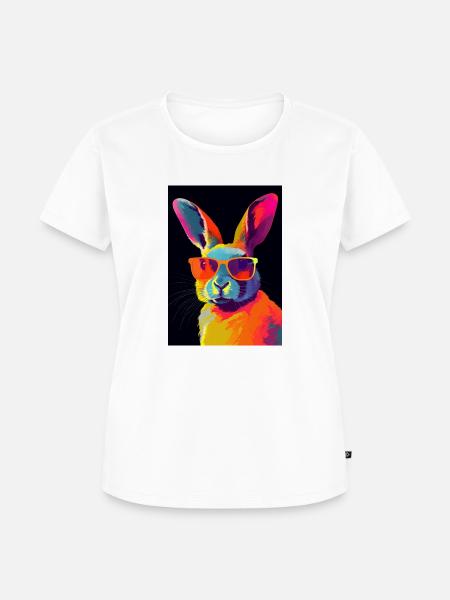 Rabbit with Sunglasses - Frauen Premium Bio T-Shirt - Weiß