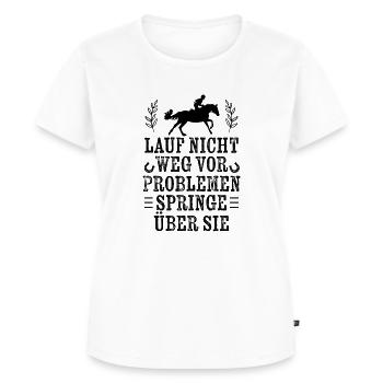 Springe über Probleme - Springreiten - Frauen Premium Bio T-Shirt - Weiß - Vorne - AI Model Female 172 dark (172cm)