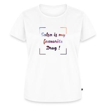 Salsa is my favourite Drug! - Frauen Premium Bio T-Shirt - Weiß - Vorne - AI Model Female 172 dark (172cm)