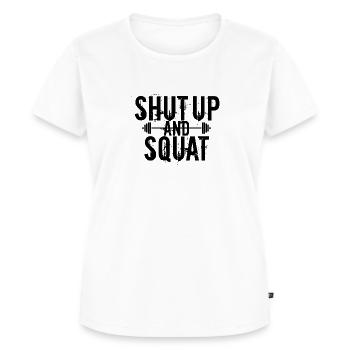 Shut up and Squat, tais-toi - T-shirt Premium bio Femme - blanc - Devant - AI Model Female 172 dark (172cm)