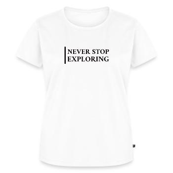 Never Stop Exploring - Frauen Premium Bio T-Shirt - Weiß - Vorne - AI Model Female 172 dark (172cm)