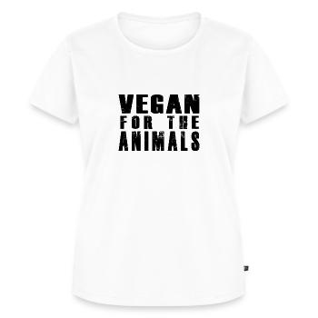 VEGAN voor de dieren - Vrouwen Premium Bio T-shirt - wit - Voor - AI Model Female 172 dark (172cm)