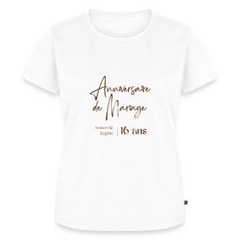 Anniversaire de mariage 16 ans Noces de Saphir - T-shirt Premium bio Femme - blanc - Devant - AI Model Female 172 dark (172cm)