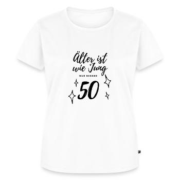 50. Geburtstag - Frauen Premium Bio T-Shirt - Weiß - Vorne - AI Model Female 172 dark (172cm)