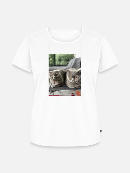 Katzen die Kuscheln - Frauen Premium Bio T-Shirt - Weiß