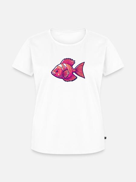 Magenta geometrischer Fische - Frauen Premium Bio T-Shirt - Weiß