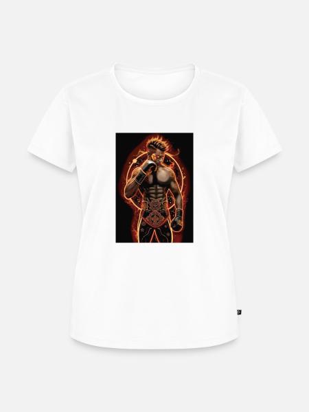 Flammender Boxer - Frauen Premium Bio T-Shirt - Weiß