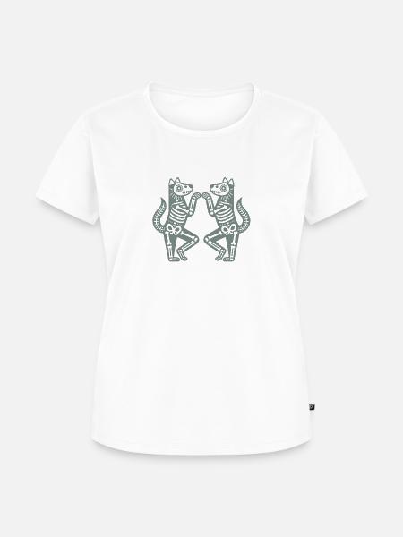 Dancing Skeleton Dogs Halloween - Frauen Premium Bio T-Shirt - Weiß