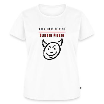 Guck nicht so blöd Kleiner Pisser-Party Fun Shirt - Frauen Premium Bio T-Shirt - Weiß - Vorne - AI Model Female 172 dark (172cm)