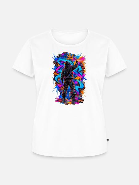 Graffiti-Künstler – Urbane Farbexplosion - Frauen Premium Bio T-Shirt - Weiß