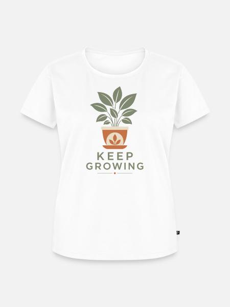 Keep Growing Pflanze Blumentopf Spruch Statement - Frauen Premium Bio T-Shirt - Weiß