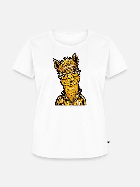 Alpaka Mädchen Tierliebe - Frauen Premium Bio T-Shirt - Weiß